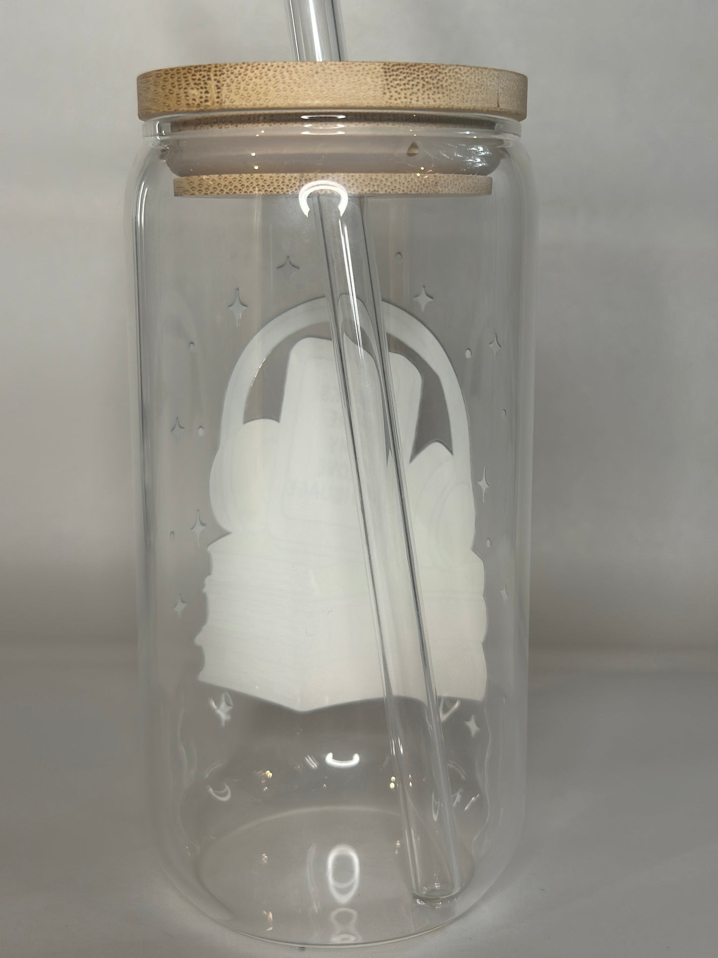 Books Are My Love Language Libby Glass – 16oz Bookish Glass Cup with Bamboo Lid & Straw