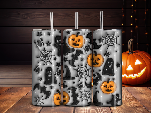 20oz Halloween Tumbler – Ghosts, Bats, Spiders & Pumpkins | Spooky Sublimation Drinkware