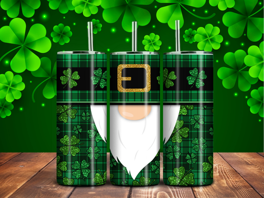 Leprechaun Gnome Tumbler – 20oz Stainless Steel, St. Patrick’s Day Sublimation Drinkware