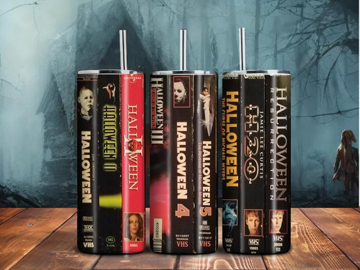 20oz Halloween VHS Horror Tumbler – Retro Michael Myers Collection | Sublimated Stainless Steel Cup
