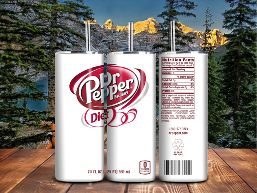 Diet Dr Pepper-Inspired Tumbler – 20oz Stainless Steel, Sublimation Retro Soda Can Cup