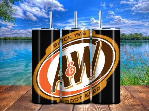 A&W Root Beer Logo Tumbler – 20oz Stainless Steel, Oversized Brand Wrap Sublimation Cup
