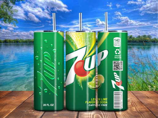 7UP-Inspired Tumbler – 20oz Stainless Steel, Sublimation Lemon-Lime Soda Can Drinkware