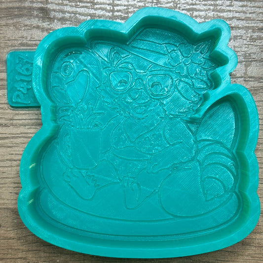 Beach Raccoon Freshie Mold Summer Vacation Car Freshie Mold Tropical Floaty Animal Silicone Mold