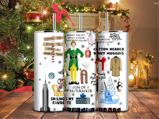 Christmas Movie Quotes 20oz Skinny Tumbler – Holiday Humor Drinkware – Winter Gift Cup for Coffee, Cocoa & Commuting