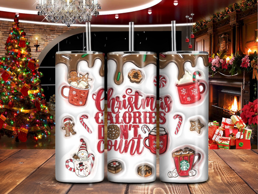 Christmas Calories Don’t Count 20oz Tumbler – Hot Cocoa, Cookies & Holiday Treats Design
