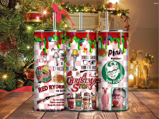 Retro Holiday Movie Inspired Christmas Tumbler – 20oz Sublimated Stainless Steel Cup, Funny Festive Nostalgia Gift