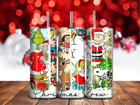 Christmas Characters Collage Tumbler – 20oz Skinny Holiday Cup  Festive Sublimated Drinkware