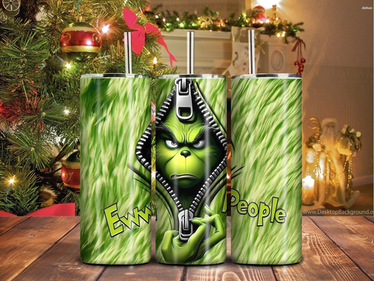 Funny Green Furry Holiday Tumbler – “Ewww People” 20oz Sublimated Cup