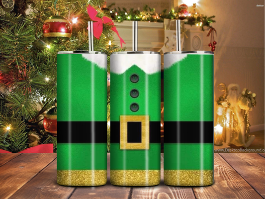 Elf Costume Christmas Tumbler – 20oz Green Holiday Sublimated Cup