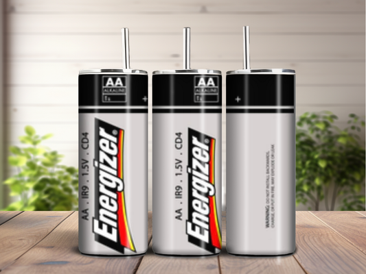 Energizer Battery 20oz Tumbler – Funny AA Battery-Inspired Cup for Coffee Lovers