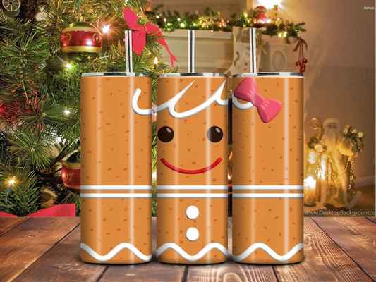 Gingerbread Girl Christmas Tumbler – 20oz Cute Holiday Sublimated Cup