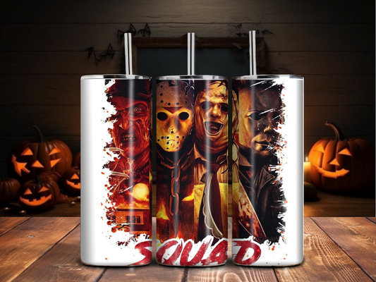 Halloween Horror Squad Tumbler – Slasher Legends Group Collage (20oz)