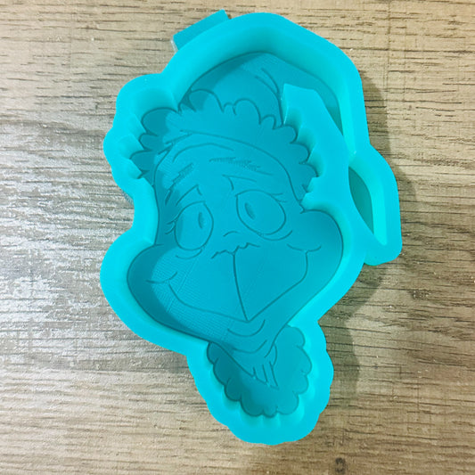 Grumpy Christmas Face Freshie Mold | Funny Holiday Car Freshie Mold | 3D Printed Silicone Mold for Aroma Beads & Resin Crafts