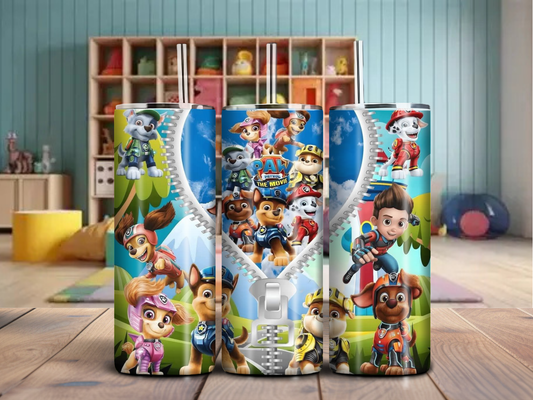 Zipper Pups Adventure 20oz Tumbler – Cartoon Dog Rescue Team Design