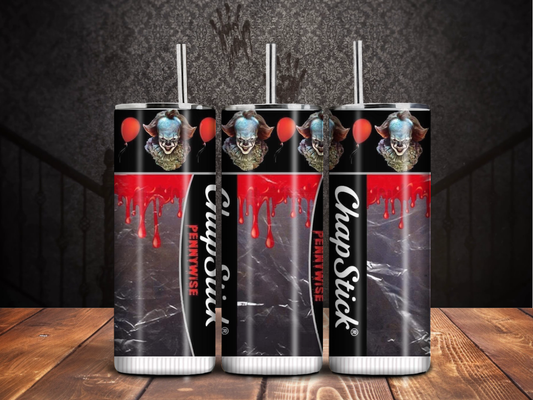 Creepy Clown Horror Tumbler – Bloody Lip Balm Parody Halloween Cup (20oz)