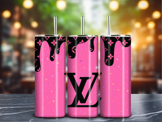 Pink Drip Luxe – 20oz Glittery Fashion-Inspired Tumbler