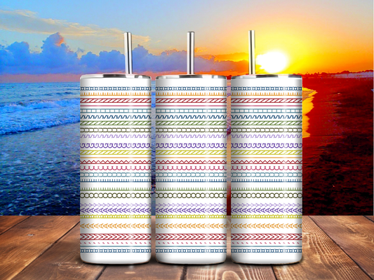 “A Ray of F*cking Sunshine” 20oz Skinny Tumbler – Colorful Striped Sass, Handmade Stainless Steel