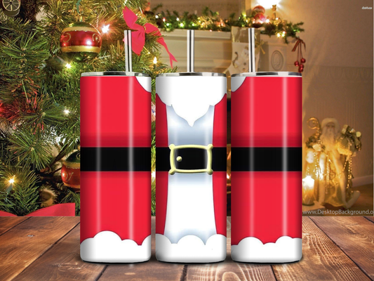Santa Suit Christmas Tumbler – 20oz Holiday Sublimated Stainless Steel Cup