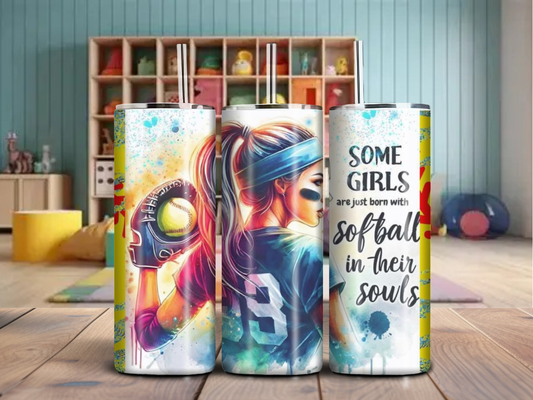 Softball Soul 20oz Tumbler – Bold Sports Cup for Girls Who Play Hard