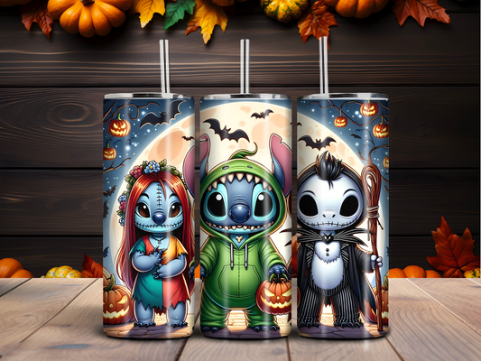 Spooky Stitch Squad – 20oz Sublimated Halloween Tumbler with Cute Characters