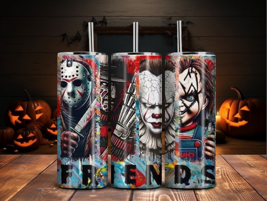 Street Art Horror Friends Tumbler – Graffiti-Style Slasher Design (20oz)