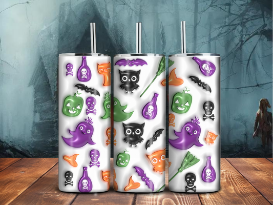 Colorful Halloween Ghost & Potion Tumbler – 20oz Stainless Steel Sublimated Cup | Fun Spooky Season Drinkware