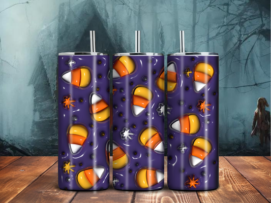 Candy Corn Halloween Tumbler – 20oz Sublimated Stainless Steel Fall Drinkware