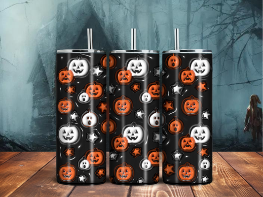 Jack-O'-Lantern & Ghost Halloween Tumbler – 20oz Sublimated Stainless Steel Spooky Drinkware