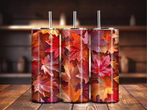 Autumn Leaves Tumbler – 20oz Stainless Steel Fall Foliage Wrap