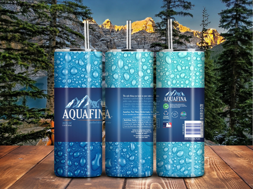 Aquafina-Inspired Water Tumbler – 20oz Stainless Steel, Sublimation Drinkware with Realistic Bottle Wrap