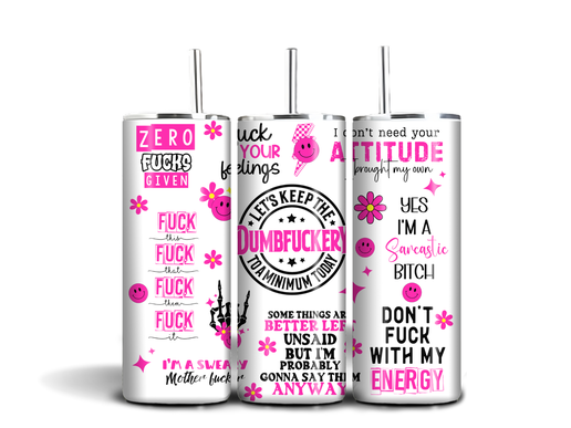 Let’s Keep the Dumbfuckery to a Minimum Today – 20oz Pink Sarcastic Tumbler with Attitude