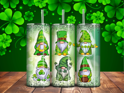 St. Patrick’s Day Gnome Squad Tumbler – 20oz Stainless Steel, Sublimation Holiday Drinkware