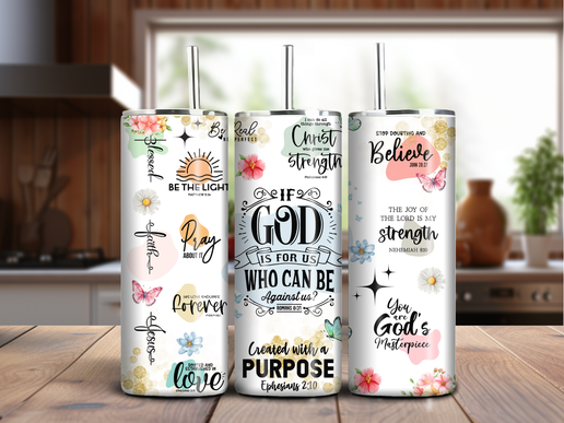 Faith & Scripture Tumbler – 20oz Stainless Steel, Inspirational Christian Sublimation Drinkware