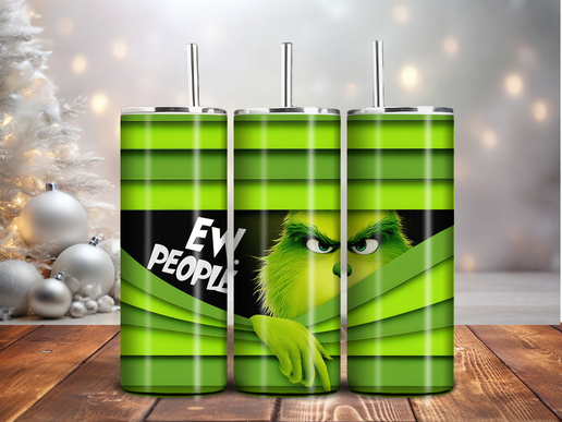 Grinch-Inspired “Ew, People” Tumbler – 20oz Stainless Steel Funny Holiday Cup
