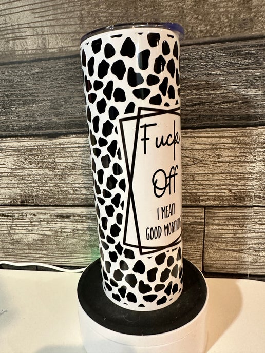 Funny Cow Print Tumbler – 20oz “I Mean Good Morning” Sarcastic Stainless Steel Cup