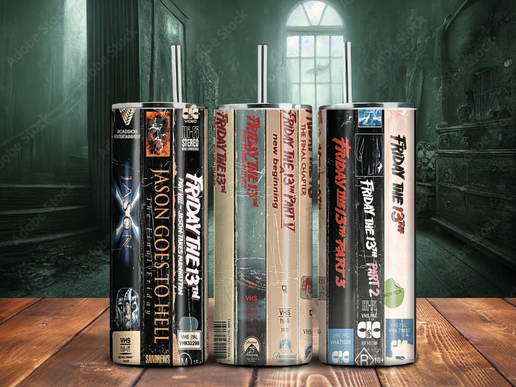 Friday the 13th VHS Horror 20oz Tumbler – Retro Slasher Film Collection Cup