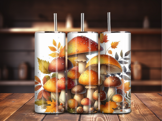 Cottagecore Mushroom Tumbler – 20oz Stainless Steel with Autumn Forest Design