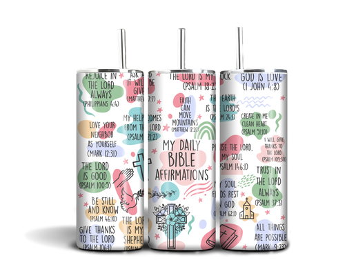 Bible Affirmation 20oz Tumbler – Daily Scripture Verses Christian Gift