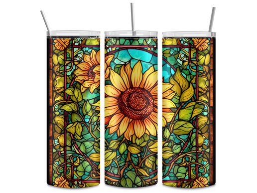 Stained Glass Sunflower Tumbler – 20oz Stainless Steel, Vibrant Nature-Inspired Sublimation Cup