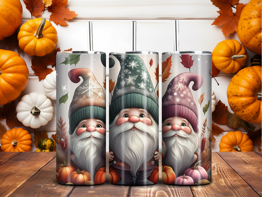 Fall Gnomes 20oz Tumbler – Autumn Pumpkins & Leaves Stainless Steel Cup