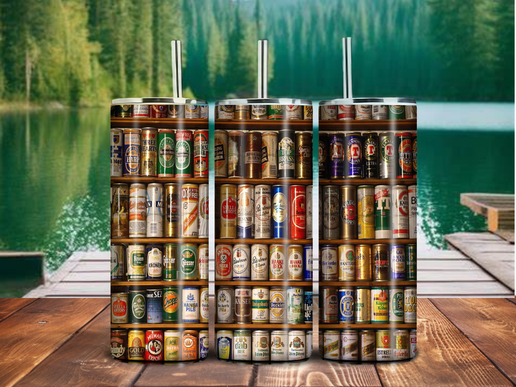Vintage Beer Can Wall Tumbler – 20oz Stainless Steel, Sublimation Drinkware for Retro Beer Lovers