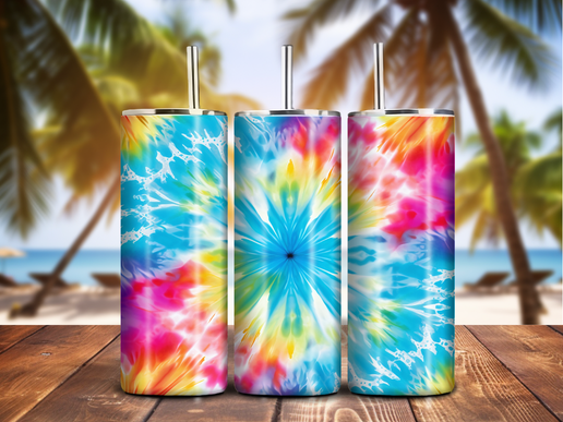 Rainbow Tie-Dye Tumbler – 20oz Stainless Steel, Bold & Colorful Hippie Vibes