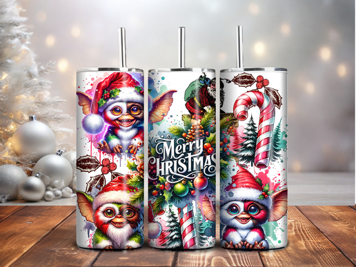Christmas Mogwai 20oz Tumbler – Cute Gremlins-Inspired Holiday Cup with Candy Canes