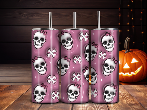 Pink Skull & Crossbones Tumbler – 20oz Gothic Girly Halloween Cup