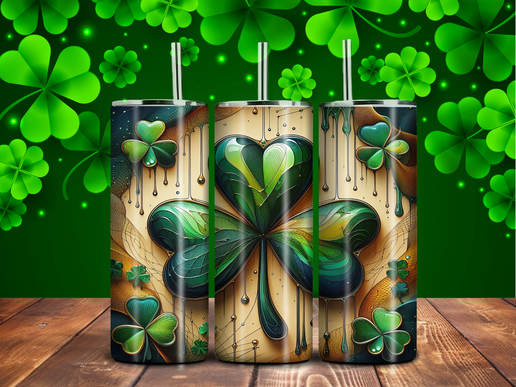Grunge Shamrock Drip Tumbler – 20oz Stainless Steel, Edgy St. Patrick’s Day Sublimation Cup
